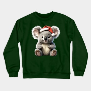 Cute Christmas Koala with A Xmas Santa Hat from Australia Crewneck Sweatshirt